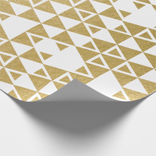 Faux Gold Foil Geometric Triangle Pattern Wrapping Paper (Corner)
