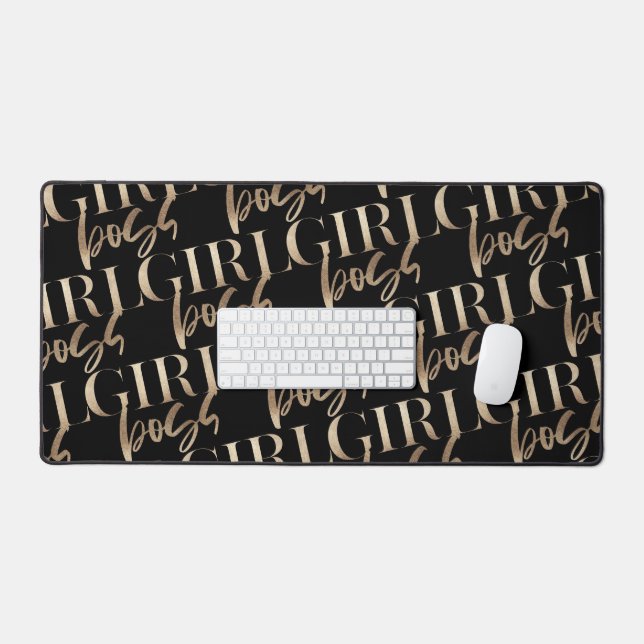 Faux Gold Foil | Girl Boss | Modern Ultra Desk Mat (Keyboard & Mouse)
