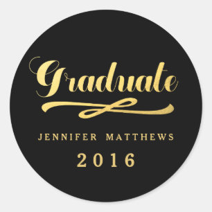 Faux Gold Foil Glamour 2016 Graduation Sticker