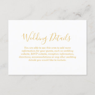 Faux Gold Foil Glamour   Wedding Reception Details Enclosure Card