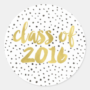 Faux Gold Foil Graduation Classic Round Sticker