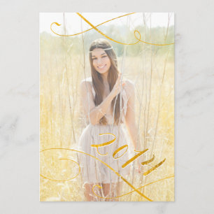 Faux Gold Foil Graduation Invitations   2014