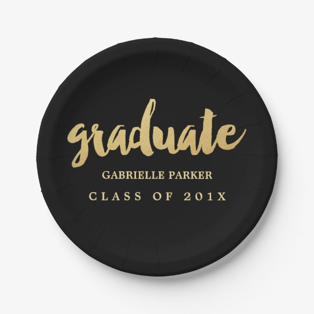 Faux Gold Foil Graduation Party Plates (Front)