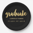 Faux Gold Foil Graduation Party Plates