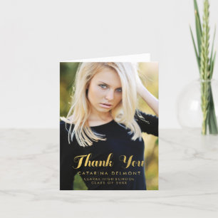 Faux Gold Foil   Graduation Photo Thank You Card