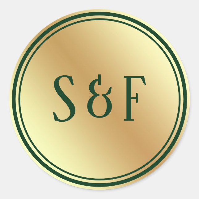 Faux Gold Foil Green Monogram Envelope Seal (Front)