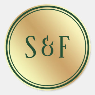 Faux Gold Foil Green Monogram Envelope Seal