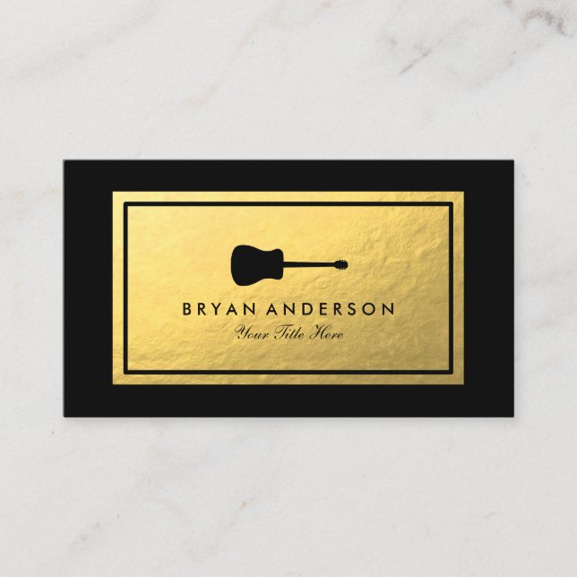 Faux Gold Foil - Guitar Business Card (Front)