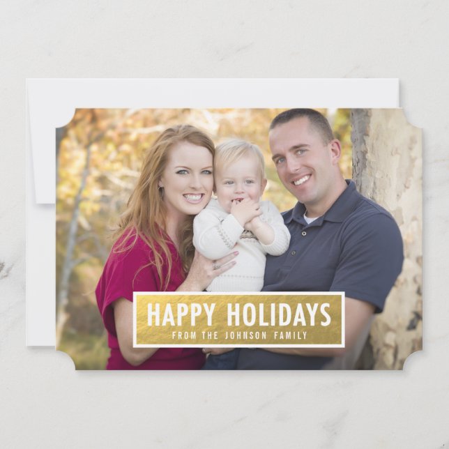 FAUX GOLD FOIL HAPPY HOLIDAYS PHOTO CARD (Front)