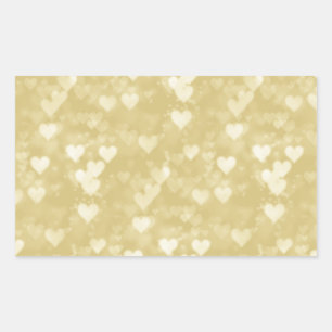 Faux Gold Foil Heart Background Hearts Bokeh Rectangular Sticker