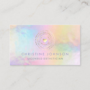 FAUX gold foil heart on colourful background Business Card