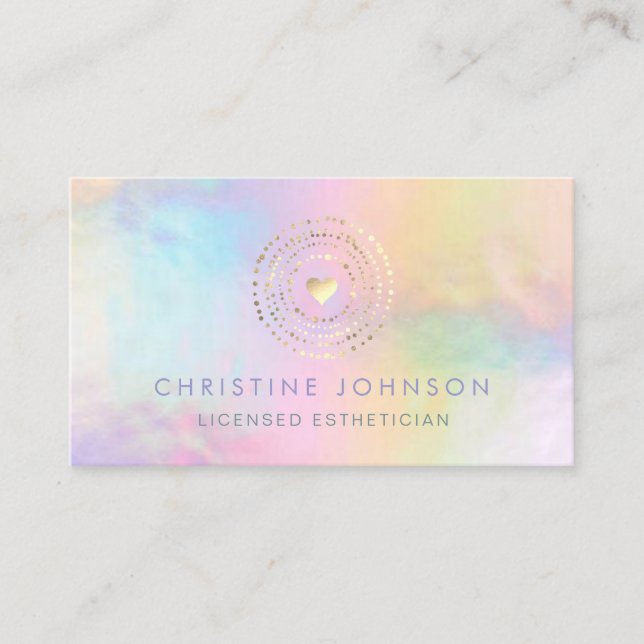FAUX gold foil heart on colourful background Business Card (Front)