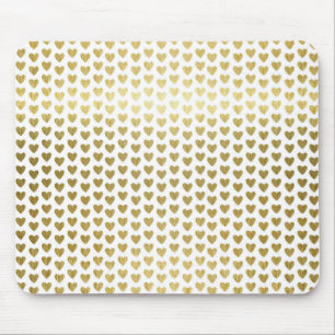 Faux Gold Foil Hearts Pattern Modern Mouse Mat