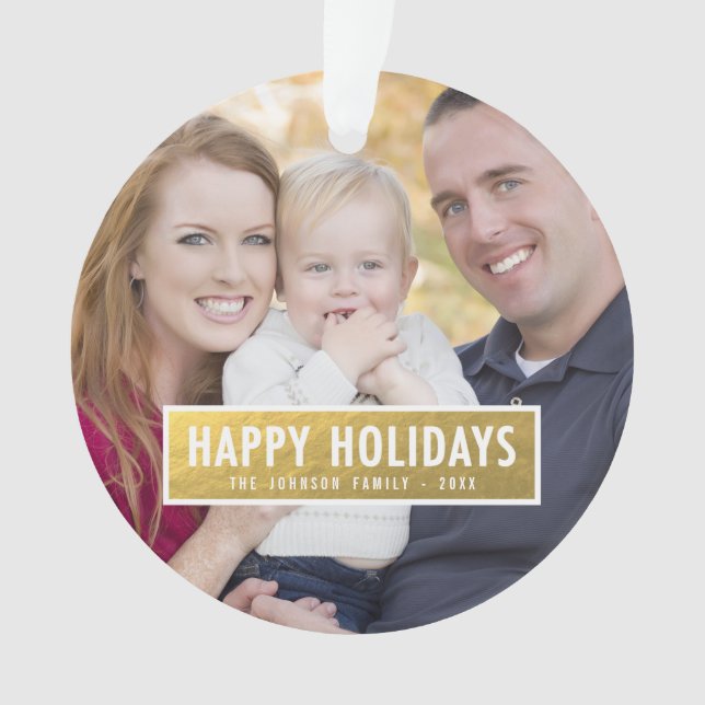 FAUX GOLD FOIL HOLIDAY PHOTO ORNAMENT (Front)
