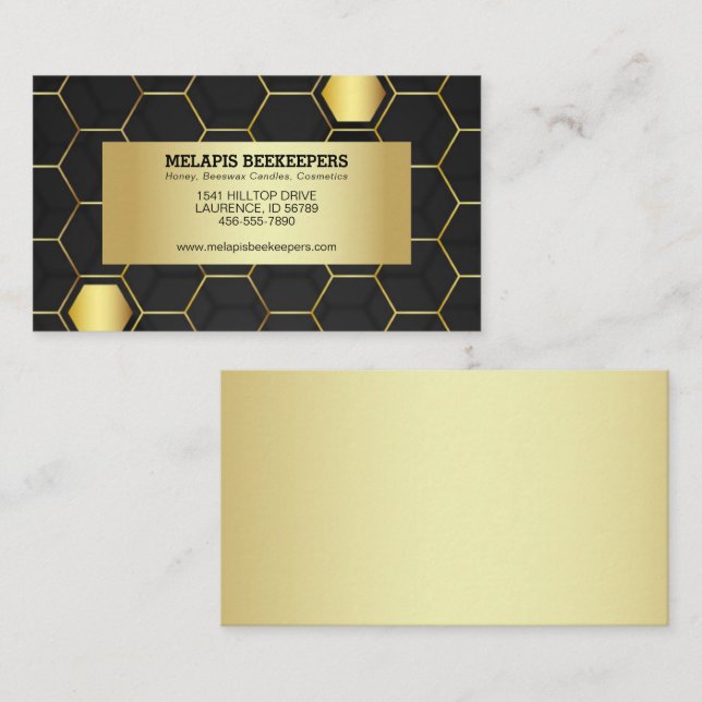 Faux Gold Foil Honeycomb Business Card (Front/Back)