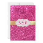 Faux Gold Foil Hot Pink Glitter Wedding Invitation