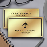 Faux Gold Foil Jet Aircraft Aeroplane Airline Pilo
