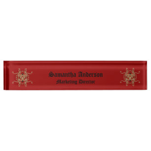 Faux Gold Foil Jewels Elegant Goth Desk Nameplate