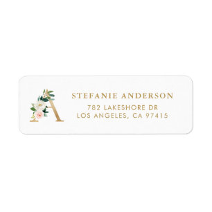 Faux Gold Foil Letter A Monogram Pretty Florals