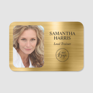 Faux Gold Foil Logo and Photo Name Tag