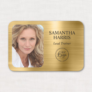 Faux Gold Foil Logo and Photo Name Tag