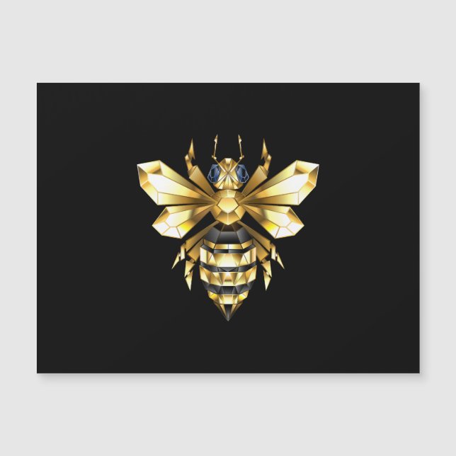 Faux Gold Foil Logo Bee Polygonal on Black (Front)