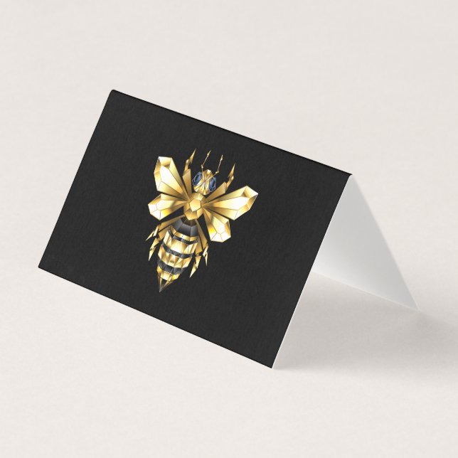 Faux Gold Foil Logo Bee Polygonal on Black (Front)