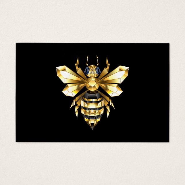 Faux Gold Foil Logo Bee Polygonal on Black (Front)