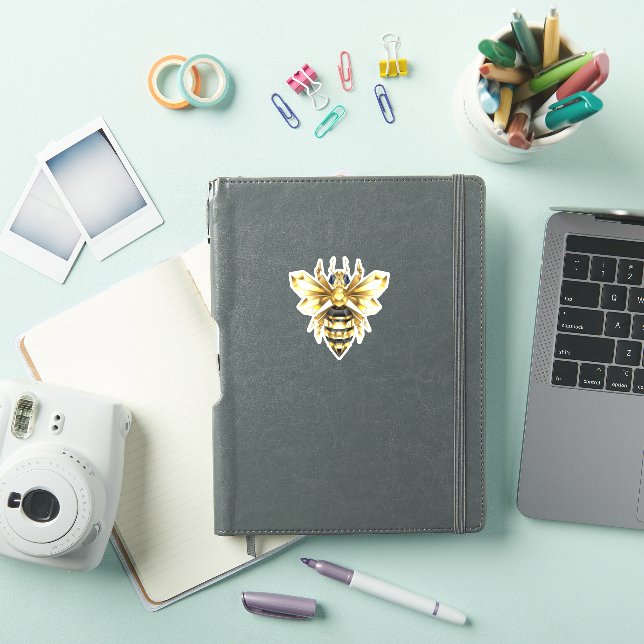 Faux Gold Foil Logo Bee Polygonal on Black (iPad Cover)