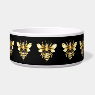 Faux Gold Foil Logo Bee Polygonal on Black