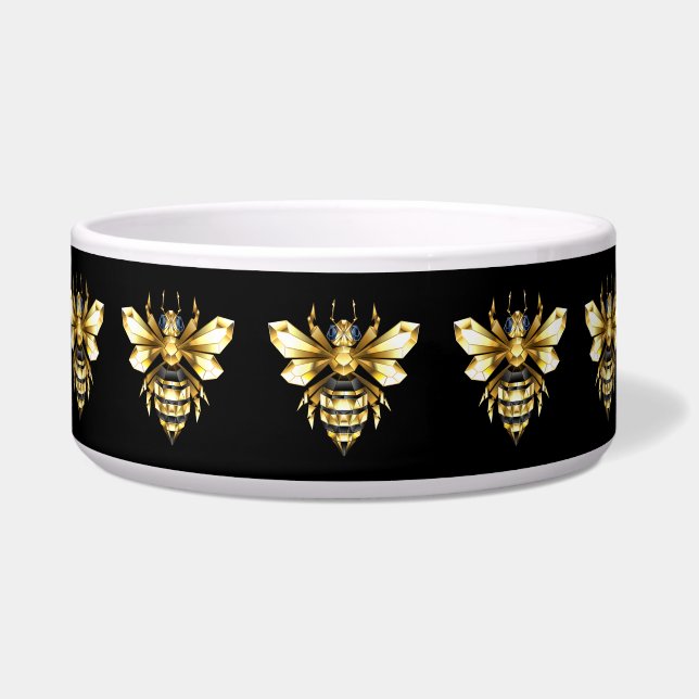 Faux Gold Foil Logo Bee Polygonal on Black (Front)