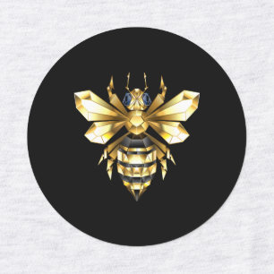Faux Gold Foil Logo Bee Polygonal on Black