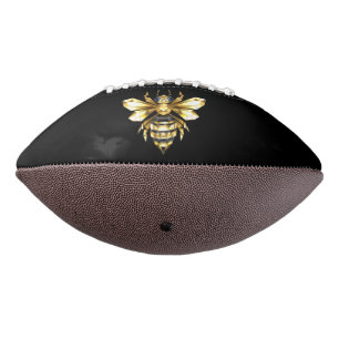 Faux Gold Foil Logo Bee Polygonal on Black American Football