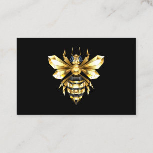 Faux Gold Foil Logo Bee Polygonal on Black Business Card