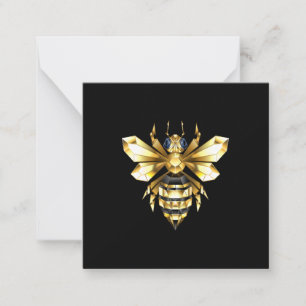 Faux Gold Foil Logo Bee Polygonal on Black Card