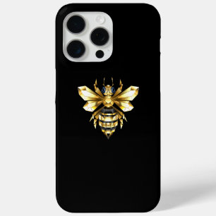 Faux Gold Foil Logo Bee Polygonal on Black iPhone 15 Pro Max Case
