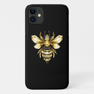 Faux Gold Foil Logo Bee Polygonal on Black iPhone 11 Case