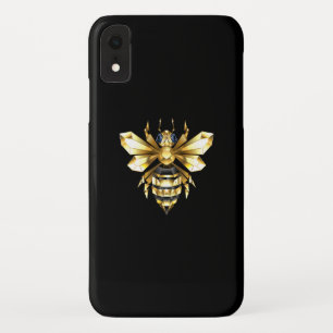 Faux Gold Foil Logo Bee Polygonal on Black iPhone XR Case