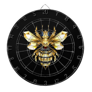 Faux Gold Foil Logo Bee Polygonal on Black Dartboard