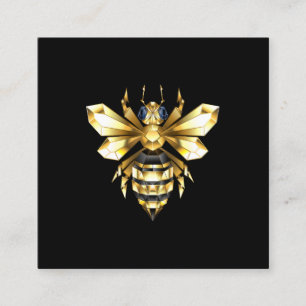 Faux Gold Foil Logo Bee Polygonal on Black Discount Card