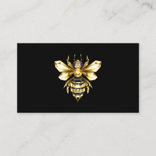 Faux Gold Foil Logo Bee Polygonal on Black Discount Card