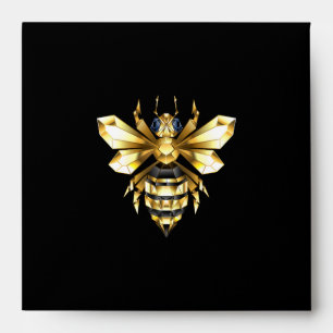 Faux Gold Foil Logo Bee Polygonal on Black Envelope