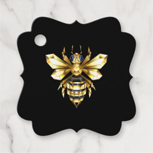 Faux Gold Foil Logo Bee Polygonal on Black Favour Tags