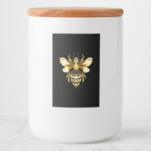 Faux Gold Foil Logo Bee Polygonal on Black Food Label