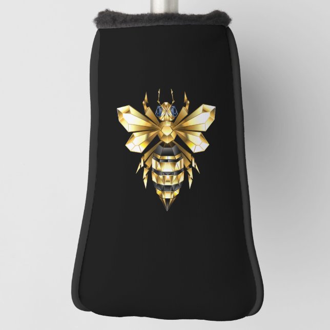 Faux Gold Foil Logo Bee Polygonal on Black Golf Head Cover (Rotate 90)