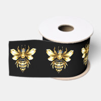 Faux Gold Foil Logo Bee Polygonal on Black