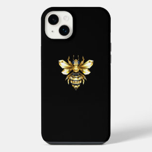 Faux Gold Foil Logo Bee Polygonal on Black iPhone 14 Plus Case