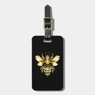 Faux Gold Foil Logo Bee Polygonal on Black Luggage Tag