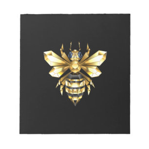 Faux Gold Foil Logo Bee Polygonal on Black Notepad