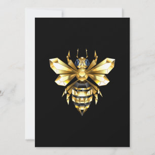 Faux Gold Foil Logo Bee Polygonal on Black Save The Date